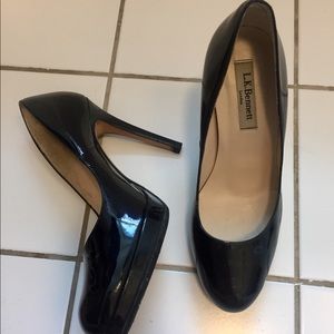 LK Bennett Black Sledge Patent Heels
